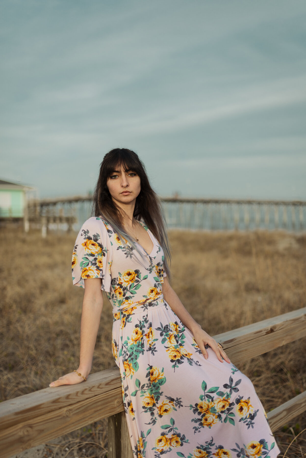 Floral Dress by the Pier