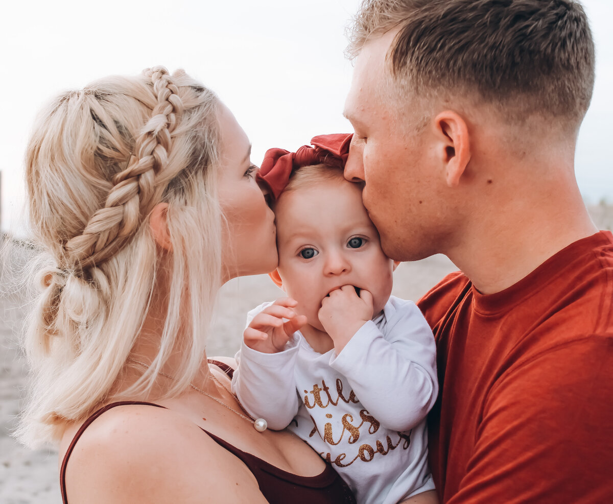 Family Kiss on the Beach