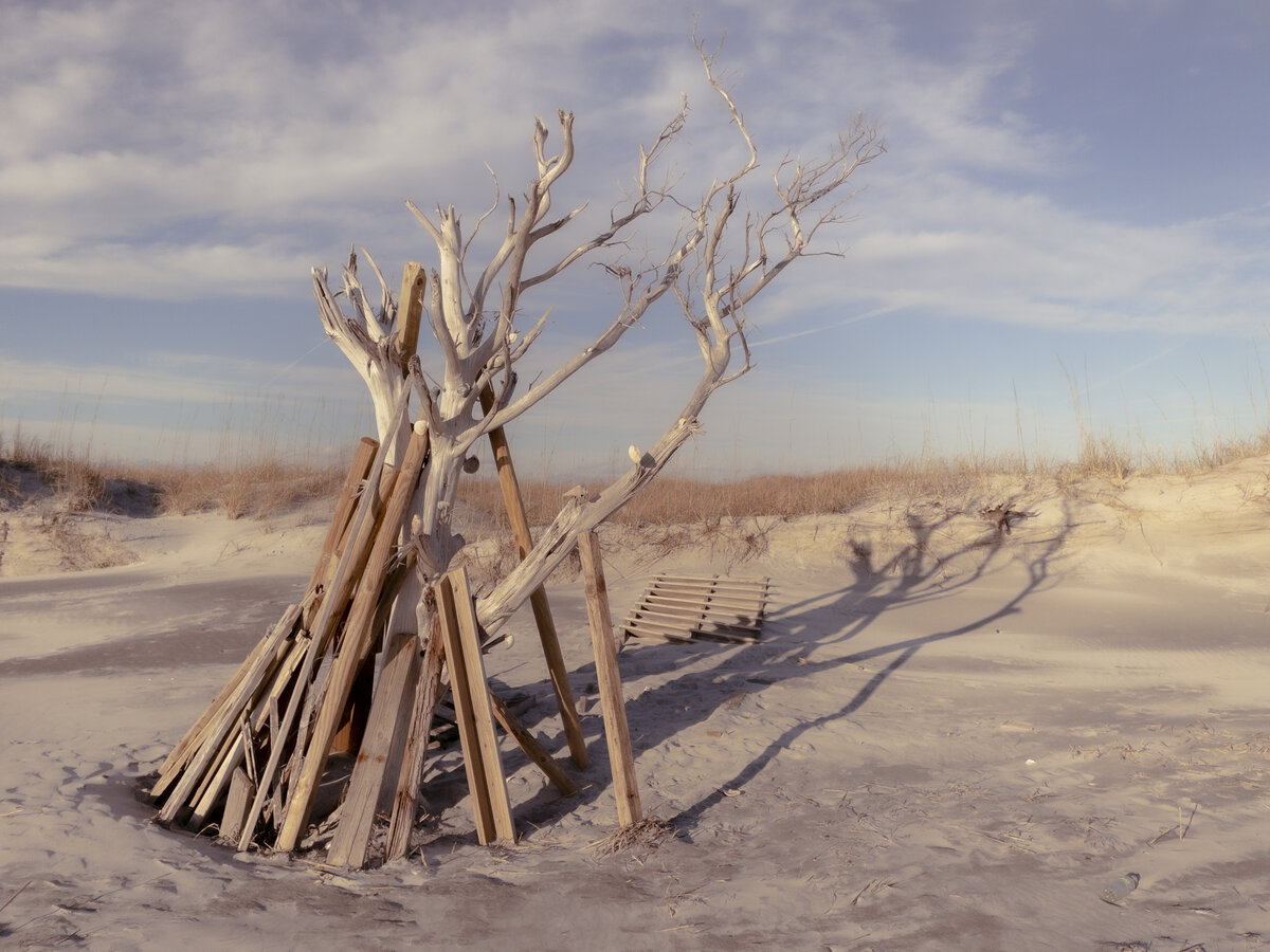 Driftwood Teepee on the Dune