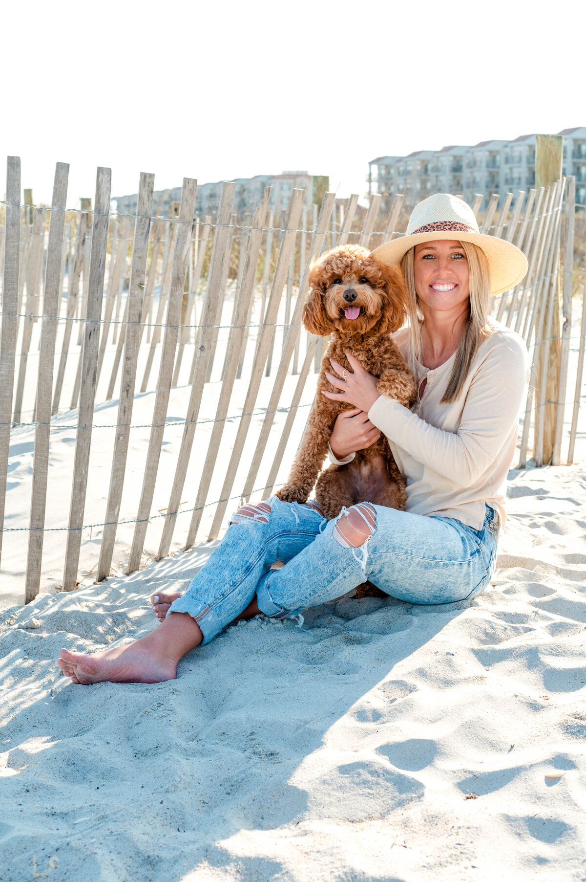 Beach Day with Her Pup