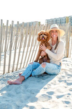 Beach Day with Her Pup