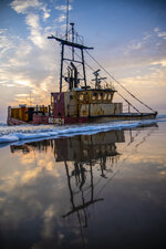 Beached Trawler at Sunrise