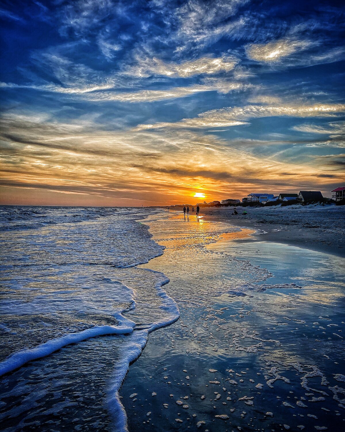 Beachgoers at Sunset