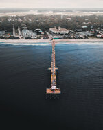 Crowded Fishing Pier, Aerial View